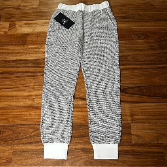 Foray Golf Bouclé Texture Jogger Pants White Black Knit golf jogger pants medium
